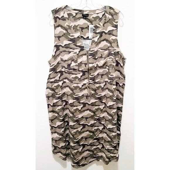 Torrid Sleeveless Zip-Front Shirt Dress - Stretch Challis Camo 2X NWT - Picture 5 of 8